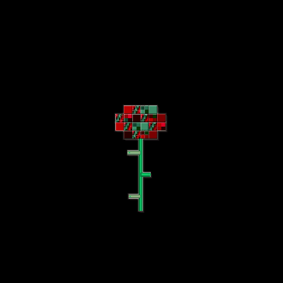 Herbarium #1048, a pixel orchid on black.