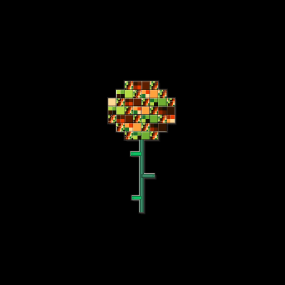 Herbarium #2338, a pixel sunflower on black.