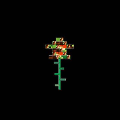 Pixel dahlia on a black background, Herbarium flower #3177.
